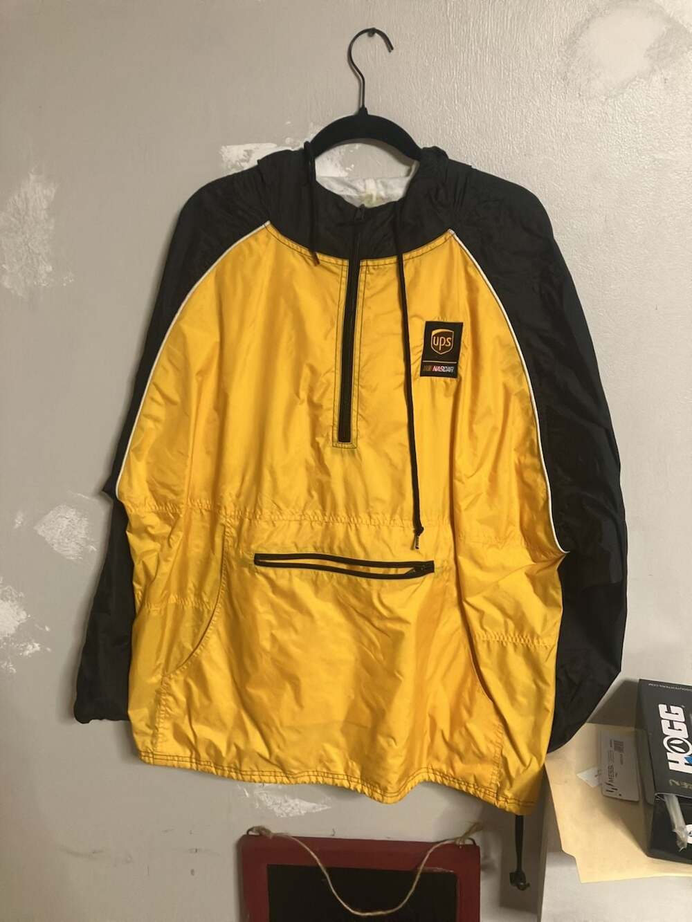 Vintage UPS NASCAR Quarter Zip Hooded Windbreaker Jacket